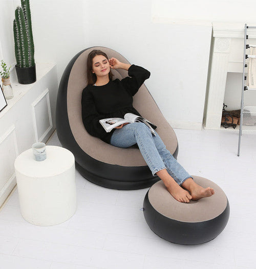 Sillón Sofá Inflable Portátil Plegable con Reposapiés Puff